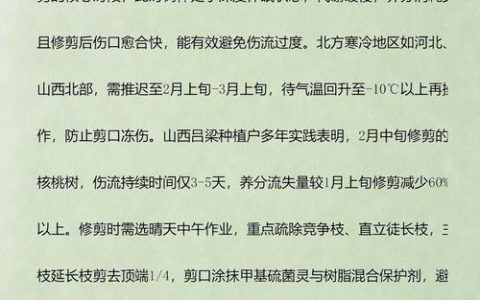 核桃树最佳修剪时间及各阶段修剪要点指南