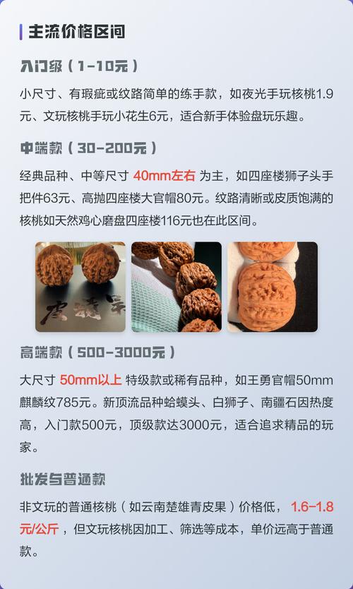 文玩核桃价格一览表:尺寸、品相与产地如何影响报价 产地因素:庞各庄与野生资源的价值差异