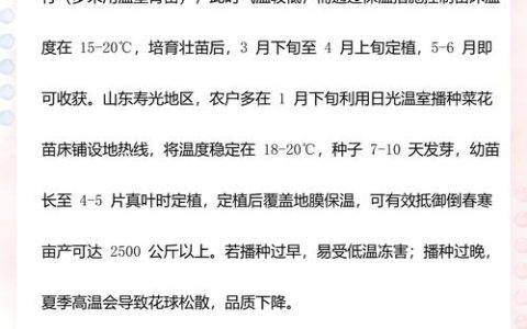菜花什么时候育苗最好？四季种植时间表与育苗管理全指南