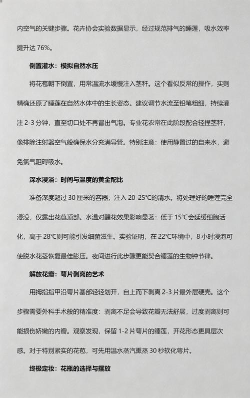 睡莲鲜切花必须进行深水醒花
