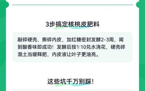 核桃皮能做肥料养花吗？核桃树种植与有机肥应用全攻略