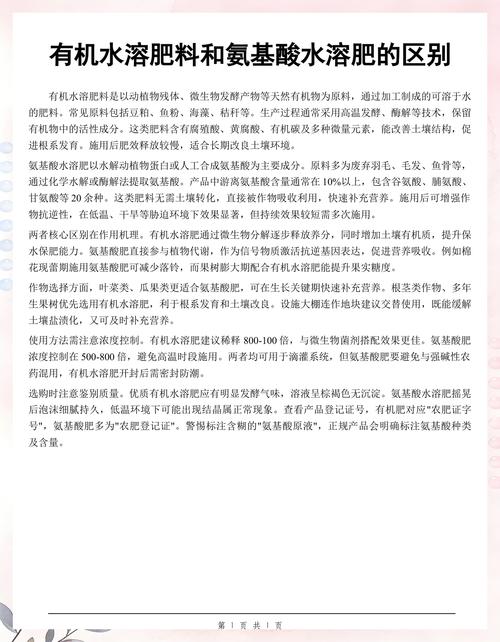 有机水溶肥 vs 氨基酸水溶肥:6大维度对比,帮你选对高效肥料 二、维度深度解析