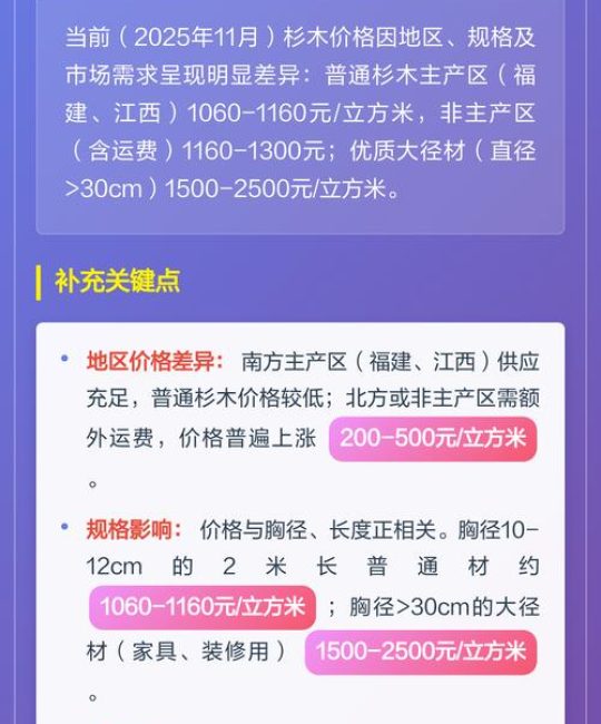 杉木价格多少钱一方？2025年最新市场参考与影响因素全解析