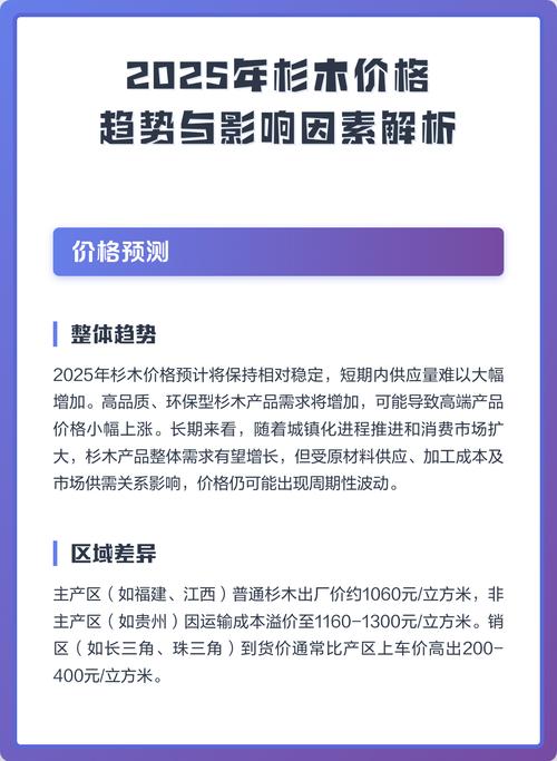 杉木价格多少钱一方?2025年最新市场参考与影响因素全解析 数量因素:批量采购是降本关键