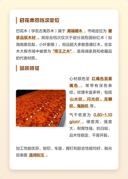 巴花木的密度是多少?木材规格与气干密度选购指南 总结:巴花木密度的核心要点