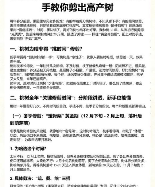 桃树什么时候修剪最好？掌握冬剪与夏剪的关键时间点