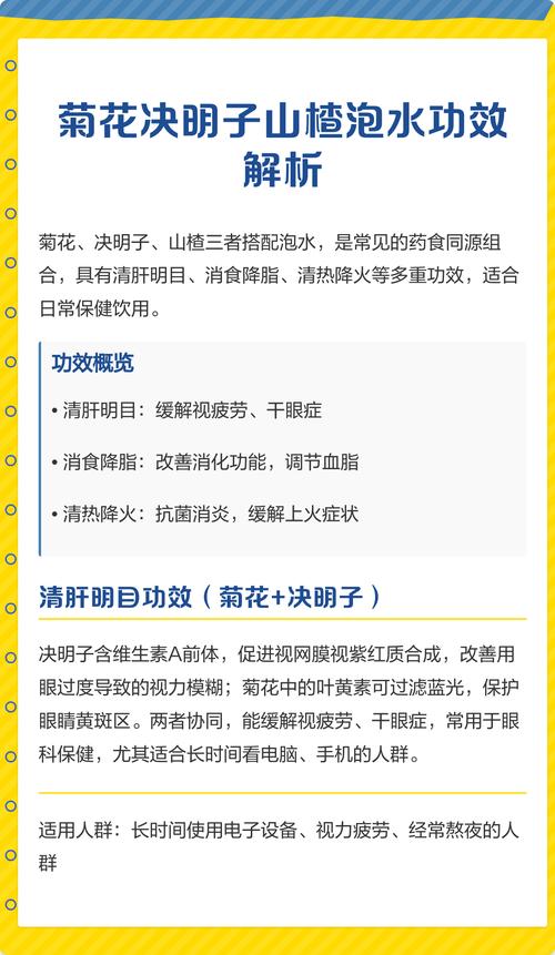 山楂菊花怎么泡?掌握黄金配比,消食明目一步到位 黄金配比:山楂5-8片,菊花3-5朵,500ml水