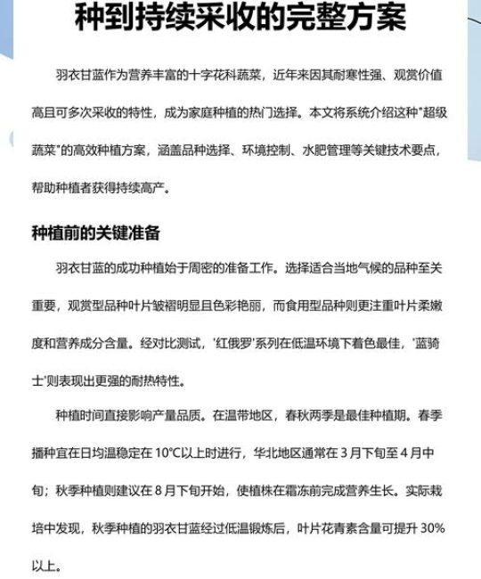 羽衣甘蓝最佳种植时间及完整方法指南